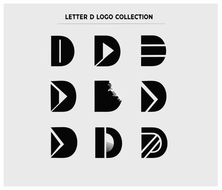 Set of black and white letter d  design elements. Vector illustration.のイラスト素材