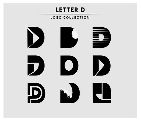 Set of letter D  design templates. Black and white alphabet set.のイラスト素材