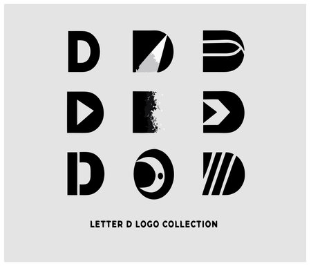 Set of letter D design elements. Black and white. Vector illustration.のイラスト素材
