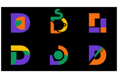 Letters D and D on a black background. Vector illustration.