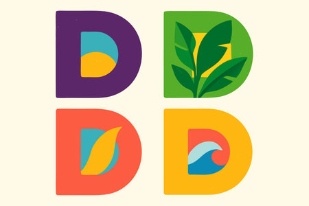 Vector set of letters D and O with leaves in flat style.のイラスト素材