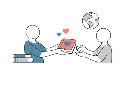 Vector illustration of a man giving a book to another man. The concept of love, relationships and relationships.のイラスト素材