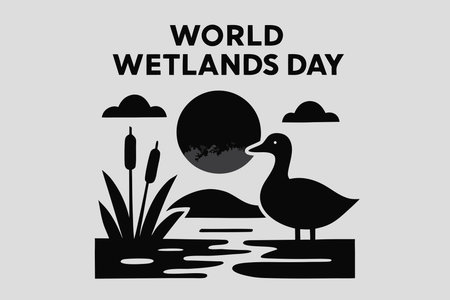 World Water Day. Vector illustration of a symbol with a duck.のイラスト素材
