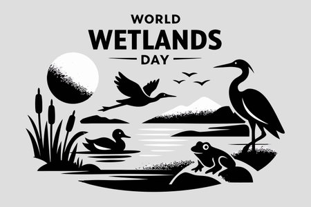 World Wildlife Day. Vector illustration with silhouettes of animals, birds and nature.のイラスト素材