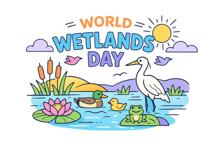 World Womens Day. Greeting card with the image of a water lily, ducklings and the inscription.のイラスト素材