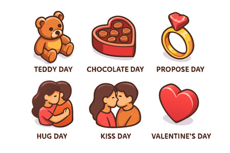 Set of vector icons on the theme of Valentines Day in a flat style.のイラスト素材