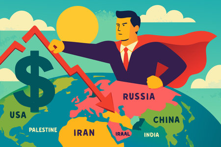 Vector illustration of businessman in  costume speaking to crowd of people.のイラスト素材