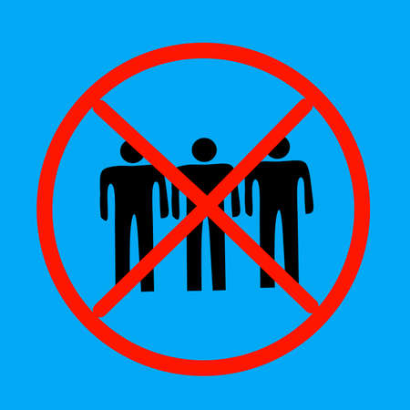 Simple illustration vector design of the logo Forbidden to gather to avoid transmission of the corona virus suitable for logo designs, icons, mascots, stickers, and t-shirt screen printingのイラスト素材