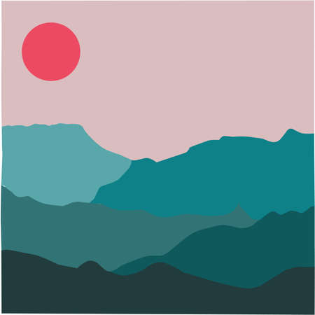 Vector design simple illustration of abstract hillside scenery suitable for design, icon, mascot and t-shirt screen printingのイラスト素材