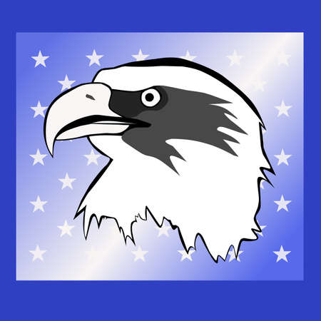 Simple eagle illustration vector design with stars background suitable for logo, icon, mascot, sticker, poster and screen printing designのイラスト素材