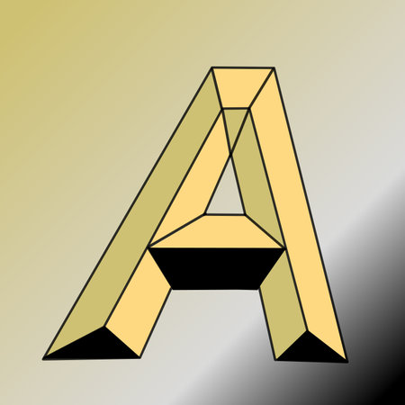 Simple three-dimensional art letter A vector design with gradient background suitable for logos, brands, icons, stickers, mascots, posters and wall decorationsのイラスト素材