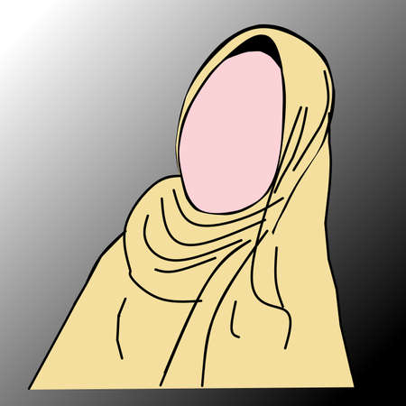 Simple vector illustration of a Muslim woman wearing a hijab with a gradient background suitable for mascot designs, icons, stickers, posters, screen printingのイラスト素材