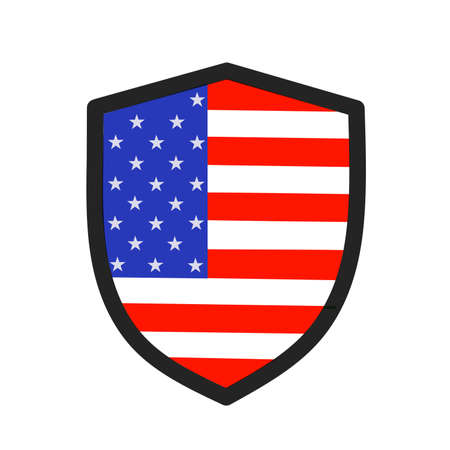 Simple American flag illustration vector design in black list shield frame can be used for logo, brand, icon, mascot, and screen printing designのイラスト素材
