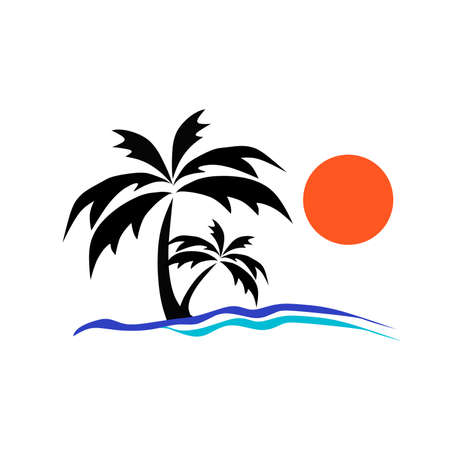 Simple illustration vector design of beach logo suitable for icon, brand, mascot, sticker, wallpaper and screen printing designのイラスト素材