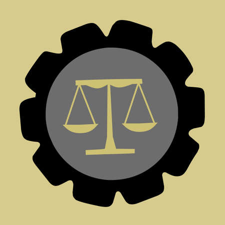 Simple illustration vector design of court and law logos on gold background suitable for icon designs, brands, mascots, stickers and screen printingのイラスト素材