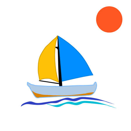 Simple vector illustration design of a sailing boat suitable for logo designs, icons, mascots, stickers, brands, and screen printingのイラスト素材