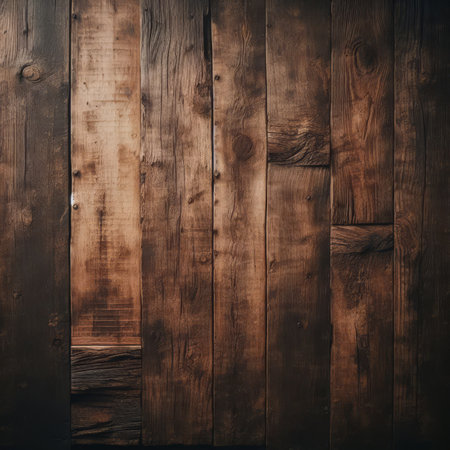 Wooden background or texture. Dark brown wood plank wall surface.の素材