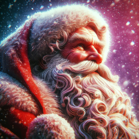 Santa Claus portrait. Christmas and New Year background. 3D illustration.の素材