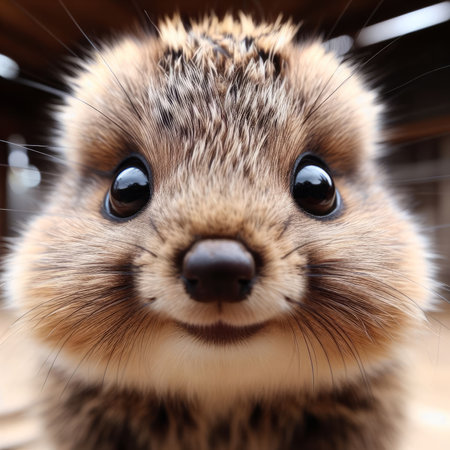 Close up portrait of a cute little rabbit with big eyes and brown furの素材