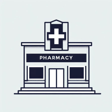 Hospital building with cross on the roof. Vector Illustration.の素材