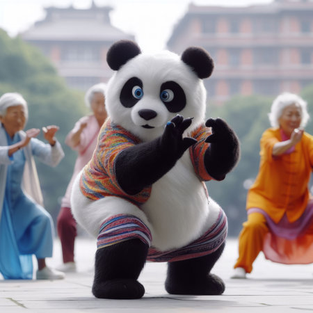 Panda bear in Chinese lunar new year festival, China.の素材