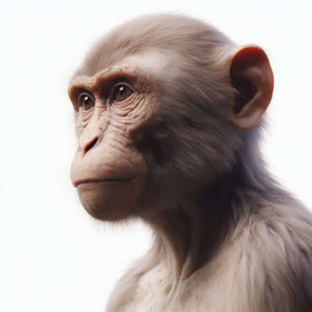 portrait of a monkey isolated on a white background, studio shotの素材