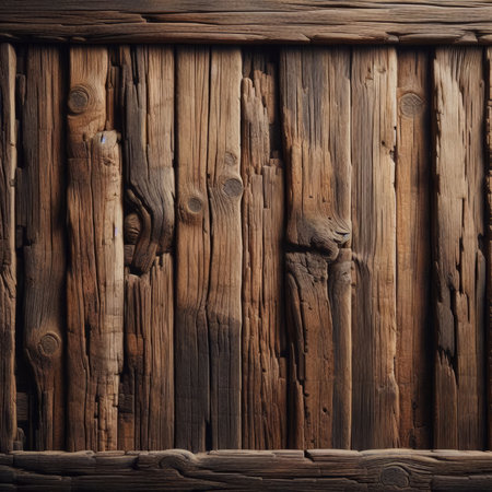 Wooden wall with knots and nail holes. Wooden texture. Wood background.の素材