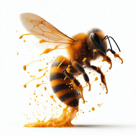 Honey bee isolated on a white background. 3d render.の素材