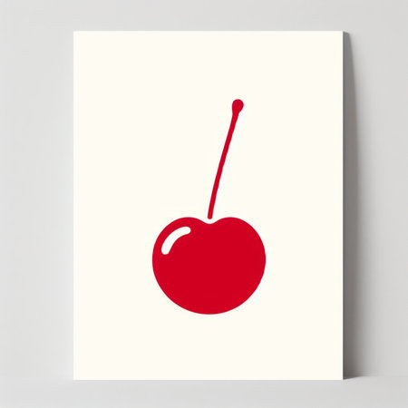 Cherry icon on white sheet of paper. Vector Illustration.の素材
