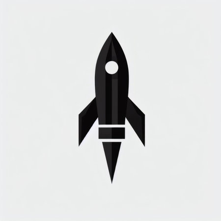 Rocket icon. Vector illustration of a black rocket on a white background.の素材