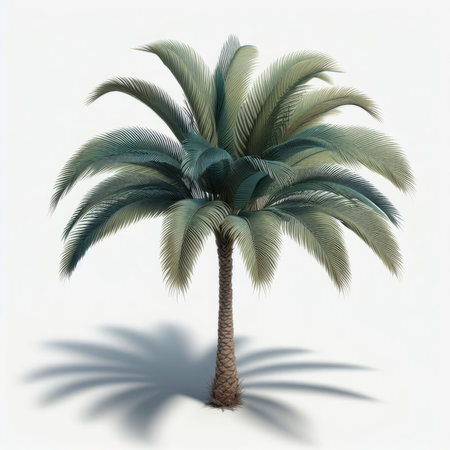 Palm tree isolated on white background. 3d render illustration.の素材