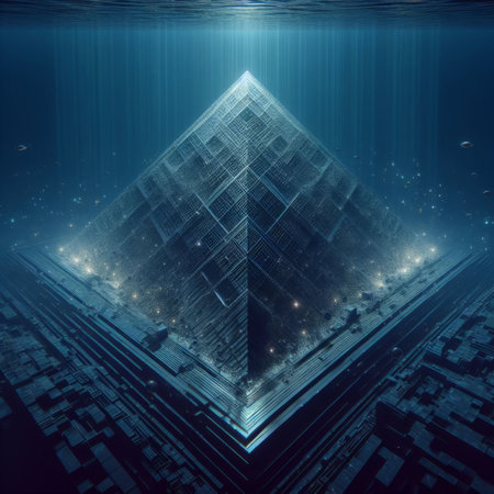 Futuristic technological background, abstract 3D illustration, square.の素材