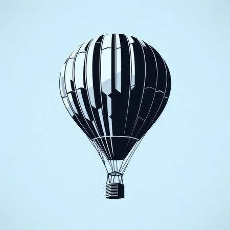 Hot air balloon in the blue sky. 3D Rendering.の素材
