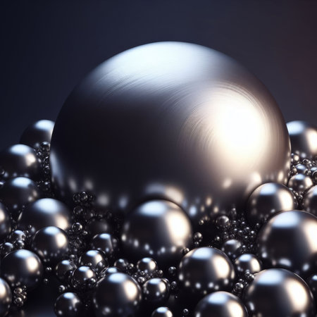 Abstract background with black and white spheres. 3d render illustration.の素材