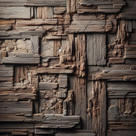Wooden wall texture background. Close-up of old wooden wall.の素材