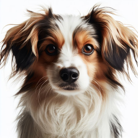 Portrait of a Papillon dog, isolated on white background.の素材
