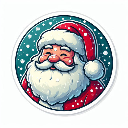 Santa Claus with a beard in a Christmas hat. Vector illustration.の素材