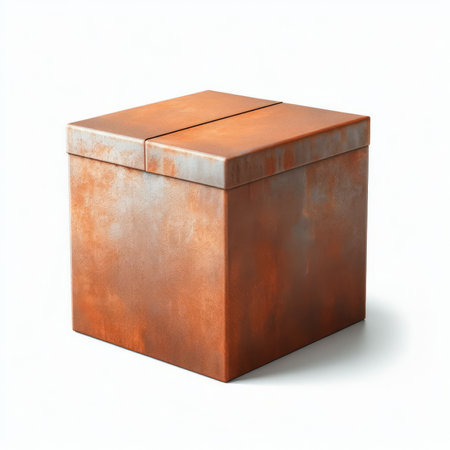 3d rendering of an old brown box isolated on white background.の素材