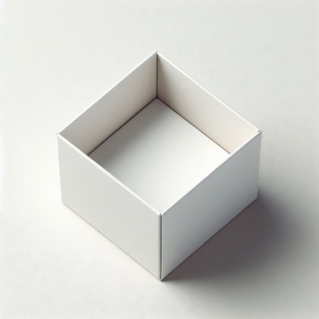 White box on a white background. 3d rendering, mock upの素材