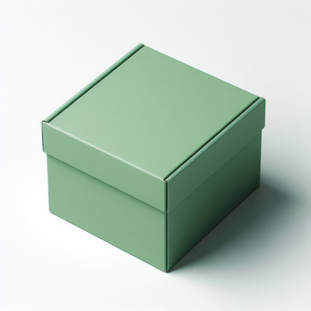 Green box isolated on white background. 3d render. Top view.の素材