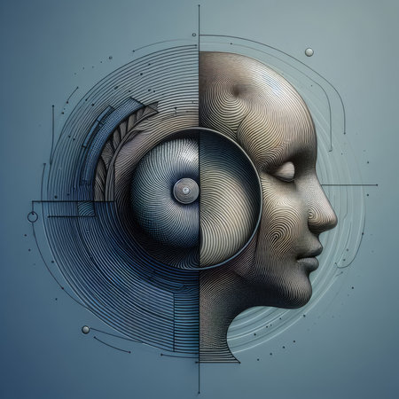Artificial intelligence and machine learning concept with human head. 3D renderingの素材
