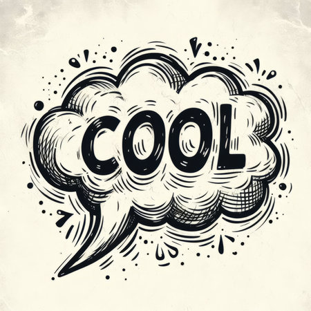 Hand drawn speech bubble with word COOL. Vector Illustration.の素材