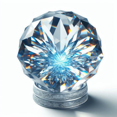 Blue diamond on a white background. 3d rendering. Computer digital drawing.の素材