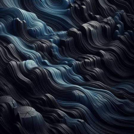 Abstract blue wavy background, 3d render. Computer digital drawing.の素材