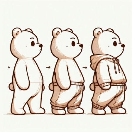 Polar bear. Vector illustration of a set of cartoon bears.の素材