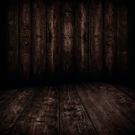 old wooden interior, dark room with wooden wall and floor, vintage backgroundの素材