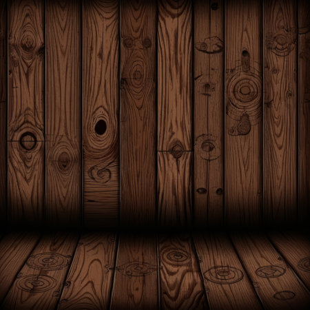 Wooden wall and floor with wood texture background. Vector illustration.の素材