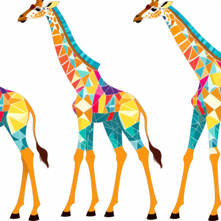 Low poly giraffe isolated on a white background. Polygonal illustrationの素材