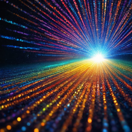 Abstract background with light rays and bokeh effect. 3d renderの素材