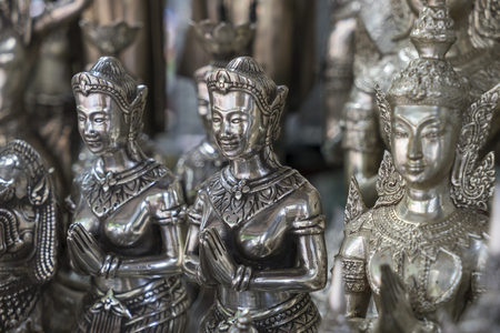 Silver statuette of Lakshmiの写真素材